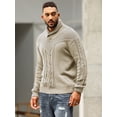 thumbnail image 5 of Colsmile Men Cable Knit Shawl Collar Sweater, Double Button Mock Neck Pullover, Soft Stretch Warm Knit Jumper for Fall Winter Casual Daily Wear, 5 of 10