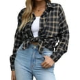 thumbnail image 3 of Fantaslook Plaid Flannel Shirts for Women Oversized Long Sleeve Button Down Shirts Blouses Tops, 3 of 9