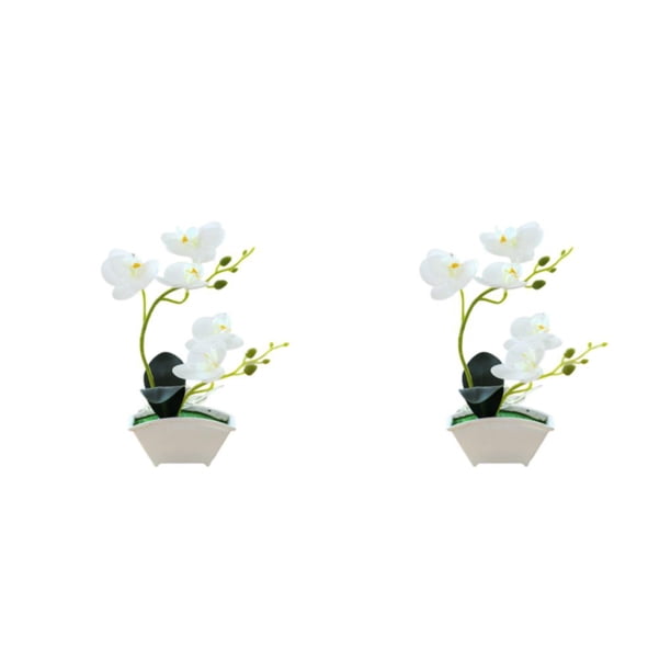 Matsuzay Orquídea artificial flores falsas en maceta simuladas Blanco 2Conjunto