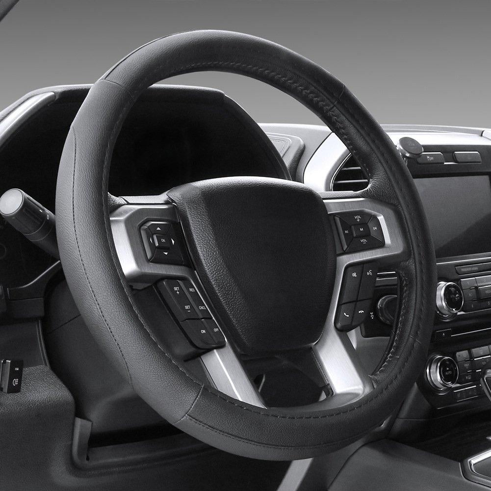 Seg Direct Black Microfiber Leather Steering Wheel Cover For F 150 Tundra Range Rover 15 5 Quot 16 Quot Large Size 15 1 2 16 New Walmart Com
