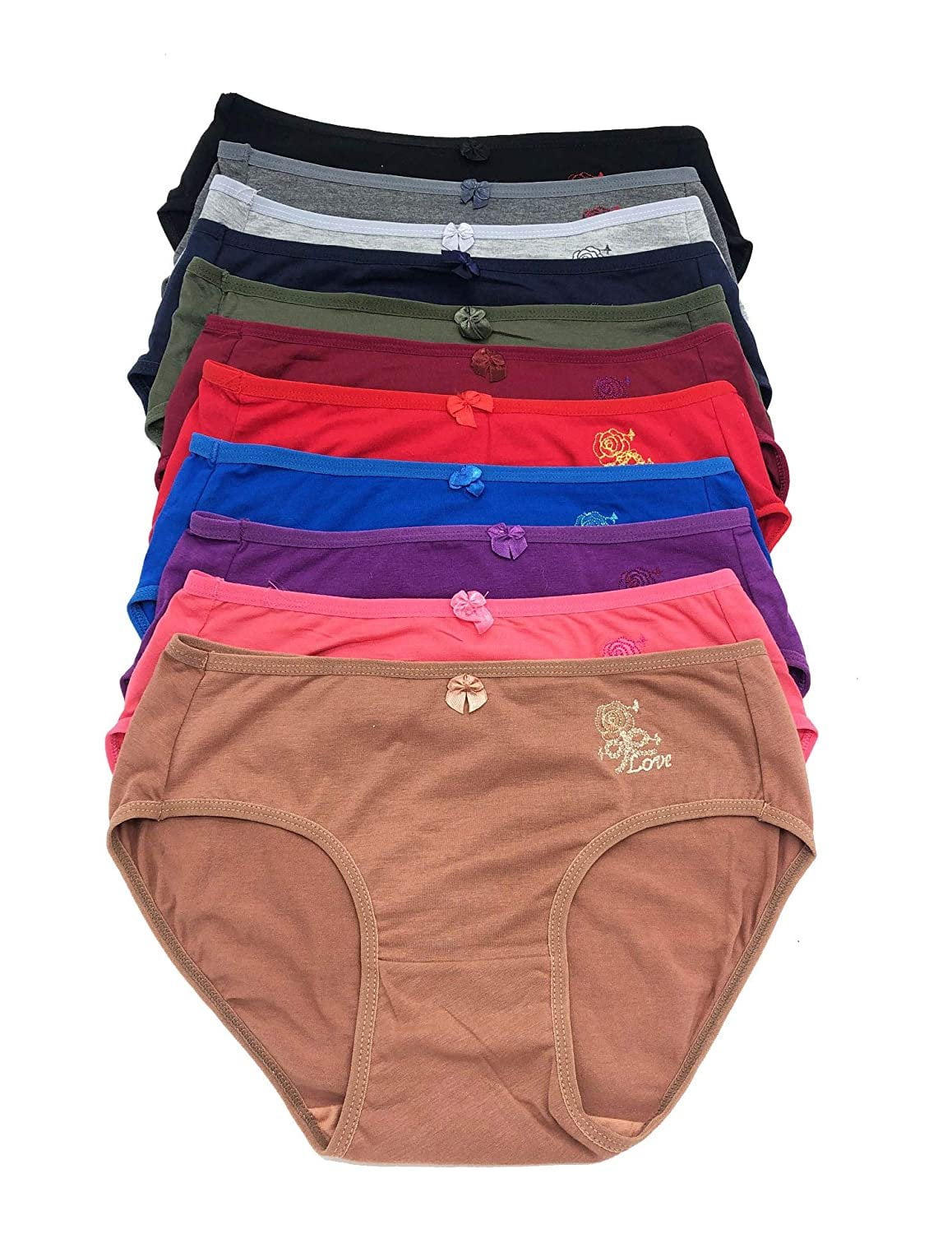 Iheyi 12 pieces Women Spandex Underwear Cotton Bikini Panty S 3XL