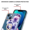thumbnail image 3 of Allytech Floral Series Soft TPU Back Cover Ring Holder Kickstand Bumper Translucent Shockproof Slim Shell Cell Phone Case Cover for Apple iPhone 13 mini, Purple Flower, 3 of 4