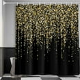 thumbnail image 3 of Black and Gold Shower Curtain, Abstract Art Modern Bathroom Curtains, Geometric Pattern Machine Washable Polyester Fabric, 71x71 Inches (No Glitter), 3 of 6
