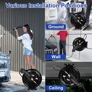Tool Daily Retractable Pressure Washer Hose Reel 1.5m, Heavy Duty Power Washer Hose Reel 4000 PSI, Auto-Rewinding, Wall/Floor Mounted