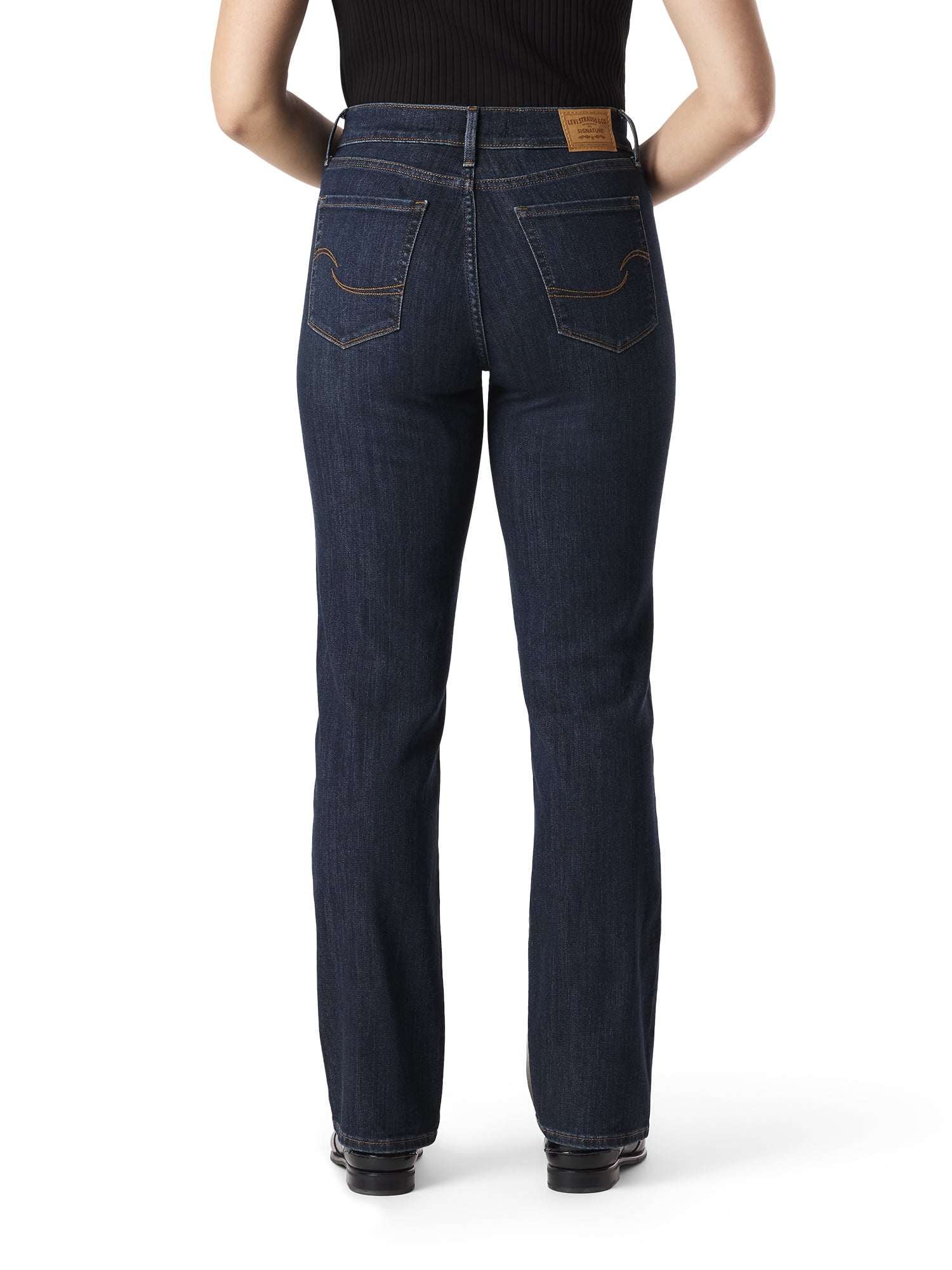 Levi Strauss Signature Women's and Women's Plus Mid Rise Straight Jeans, Tummy-Smoothing Pannel