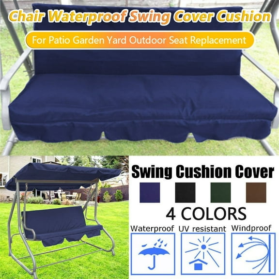 HCJKDU Patio Swing Cushion Cover Replacement, Waterproof Swing Seat Cover, Outdoor 3 Seater Covers for Courtyard Garden Swing Chair Protection Cushions
