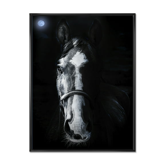 Designart 'Portrait of Horse Staring Sinister' Farmhouse Framed Canvas Wall Art Print