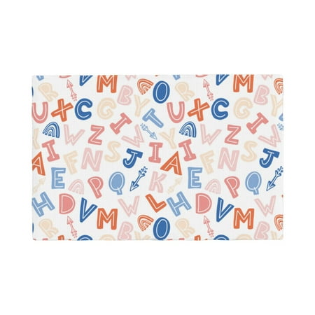 

Table Placemats Set of 4 - Scandinavian Alphabet 12x18 In Faux Linen Double Heat Resistant Place Mats Cloth Indoor/Outdoor Placemats Washable Table Mats for Dining Kitchen Party