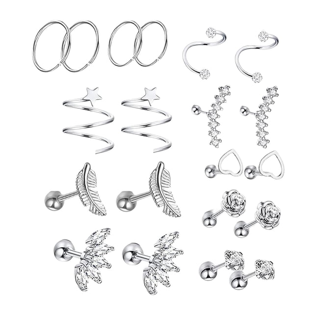 Aretes de flor Gloria de acero inoxidable 20 piezas