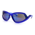 thumbnail image 4 of Swan Down Temple Curved Wrap Cat Eye Sport Plastic Sunglasses Blue - Blue Mirror, 4 of 8