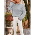 thumbnail image 5 of Arvbitana Women's Autumn Winter Sweater Long Sleeve Turtleneck Pullover Split Hem Shirts Loose Oversized Knitwear Casual Tops, 5 of 8
