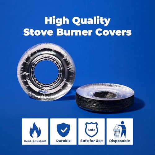 FMP Brands [75 Pack] Aluminum Foil Stove Burner Covers 7.5 Inch - Disposable Round Liner for Kitchen Stovetop, Electric Stoves Bib Liners, Cooktop Replacement Guard, and Gas Range Protectors