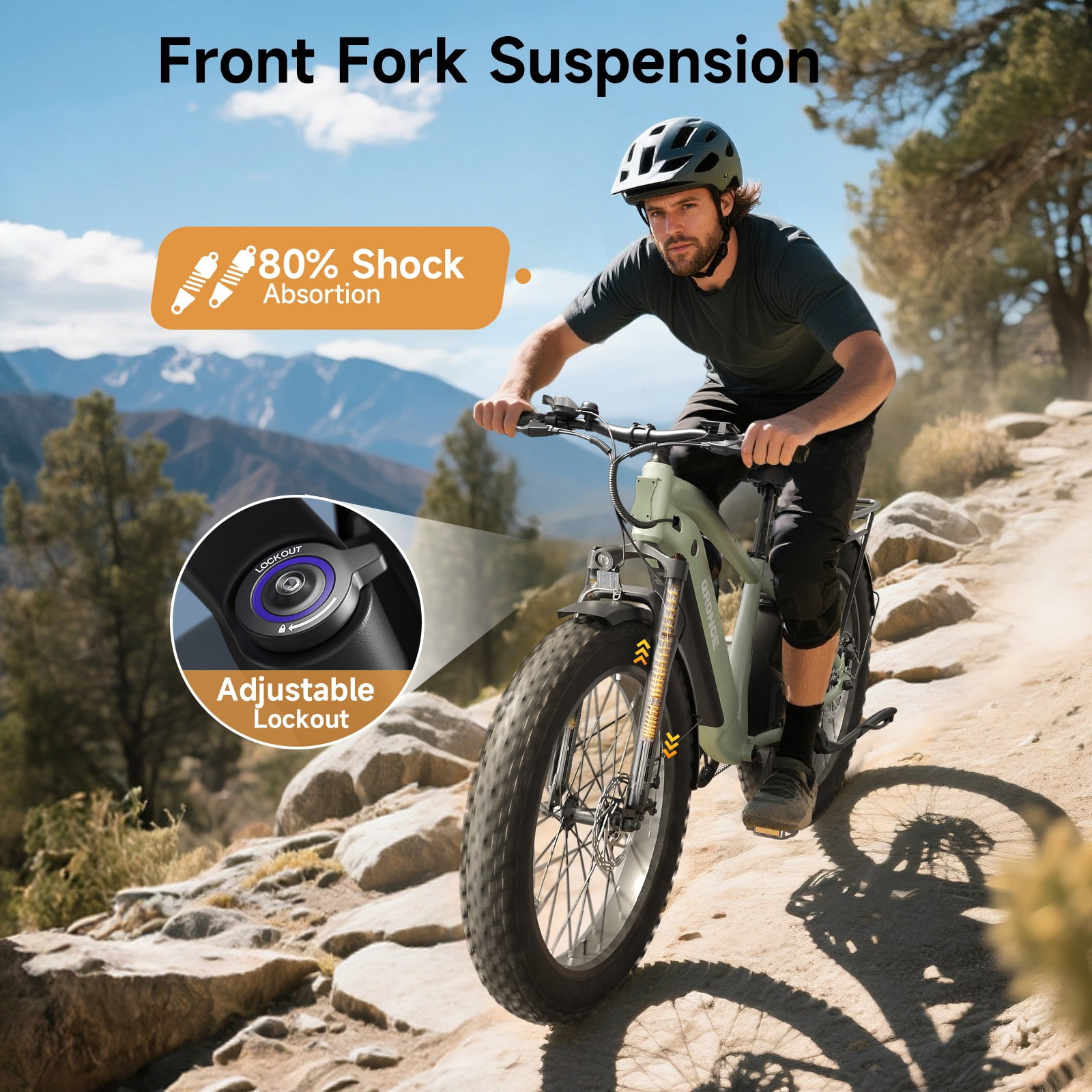 Qronge 26" Electric Bikes for Adults 1800W Peak 70Miles Max Range Fat Tire Ebike 28 mph Top Speed 48V 15AH Battery E-Mountain Bikes, UL2849 by SGS