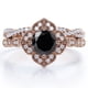 thumbnail image 1 of JeenMata Anillo Nupcial con Diseño Floral Milgrain Art Déco de 1,5 Quilates en Forma Redonda, Creado en Laboratorio, con Pavé Cruzado de Moissanita y Diamantes Negros Engastados en Plata, 1 of 6