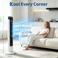 thumbnail image 3 of Memoryfield 3-Speed Oscillating Tower Fan, with Remote, White, 3 of 8