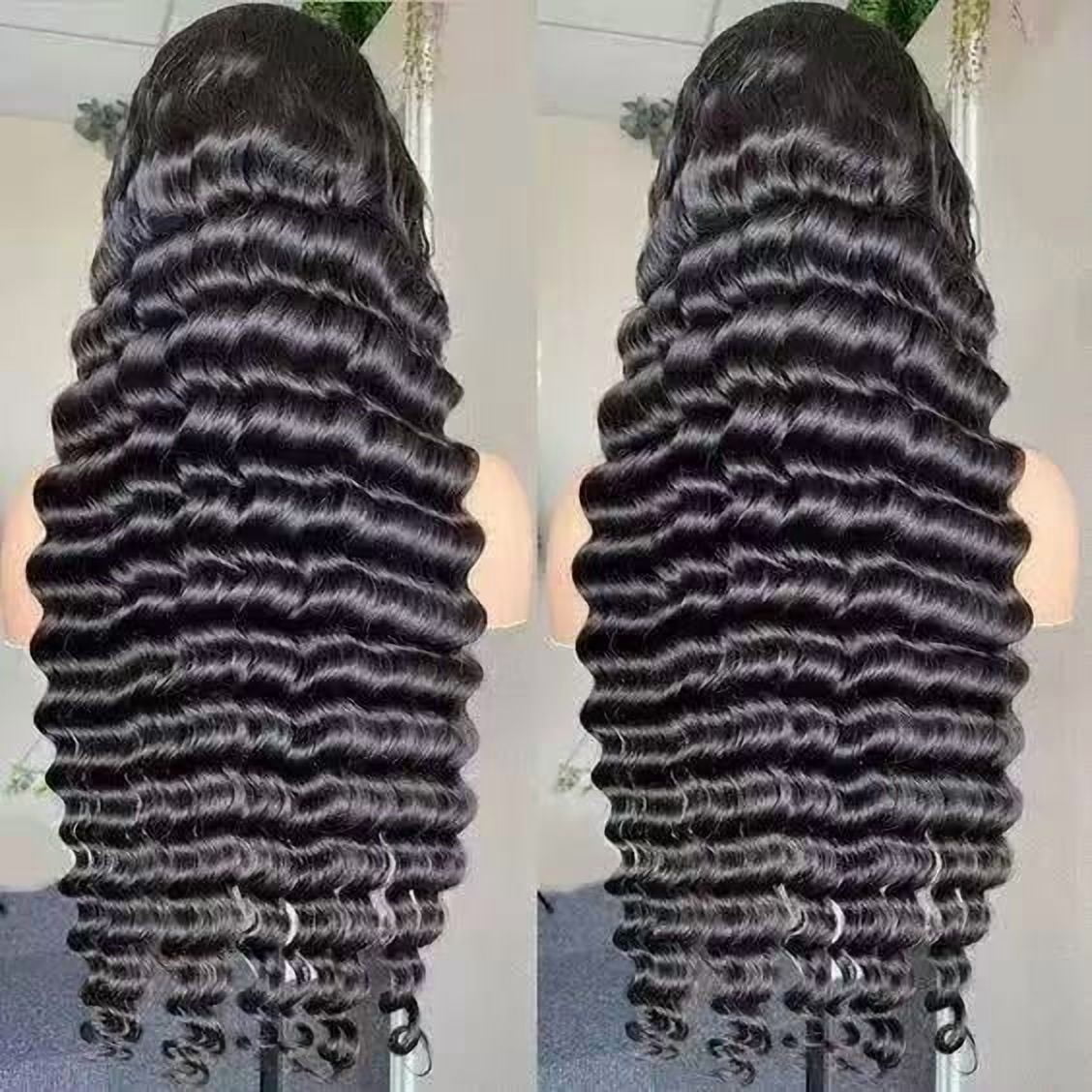 LEMENTINE 13x4 Full Frontal Lace Glueless Deep Wave 200% High-Density Pre-Plucked Human Hair Wigs Long Hair from 18inch to 30inch with Natural Color