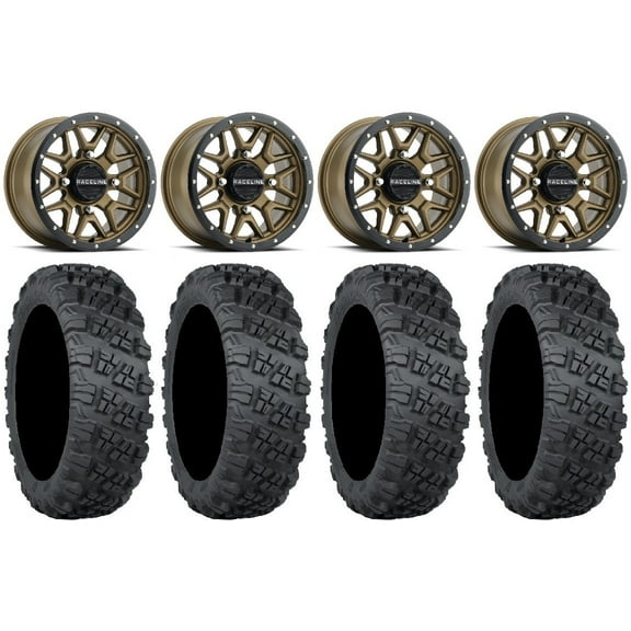 Raceline Krank 14" Wheels Bronze  38mm 28" Versa Cross V3 Tires Can-Am Maverick X3 / Honda Pioneer 1000 / Talon