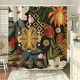 thumbnail image 3 of Vintage Boho Floral Shower Curtain, Abstract Retro Tropical Plant Black Shower Curtains with 12 Hooks for Bathroom 72 ×72 Inch, 3 of 6