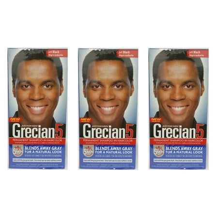 Just For Men Grecian 5 Permanent Shampooing-In Haircolor, Jet Black (pack de 3)