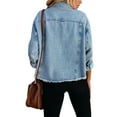 thumbnail image 5 of Aunavey Women's Jean Jacket Frayed Washed Button Up Cropped Denim Jacket With Pockets, 5 of 7