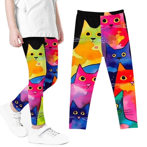 Wancir Girls Prints Leggings Casual Yoga Pants Tights Trousers for Kids in 4t to 13 Years