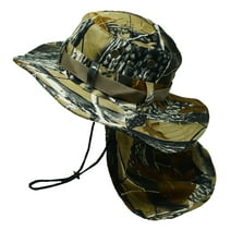 Glory Max Bucket Boonie Hat with Neck Flap Cover Sun Safari Wide Brim Fishing Cap Brown Tree