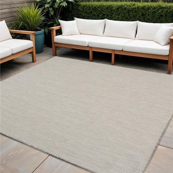 HomeRoots 552351 6 ft. Ivory & Silver Square Geometric Indoor & Outdoor Area Rug
