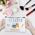 thumbnail image 5 of Teacher Pencil Case Makeup Bag Canvas Cosmetic Bag Multi Purpose Pen Case Zipper Toiletry Travel Bag Purse Pouches Portable Survival Kit Large 10 x 7 Inch Mixed Color, 5 of 6