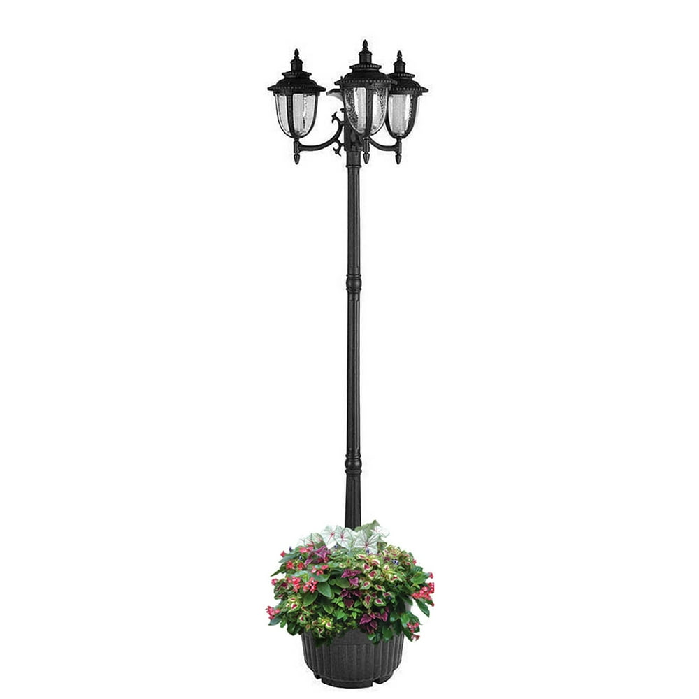 SunRay Hannah 3Head Solar LED Lamp Post & Planter, Dual Amber/White