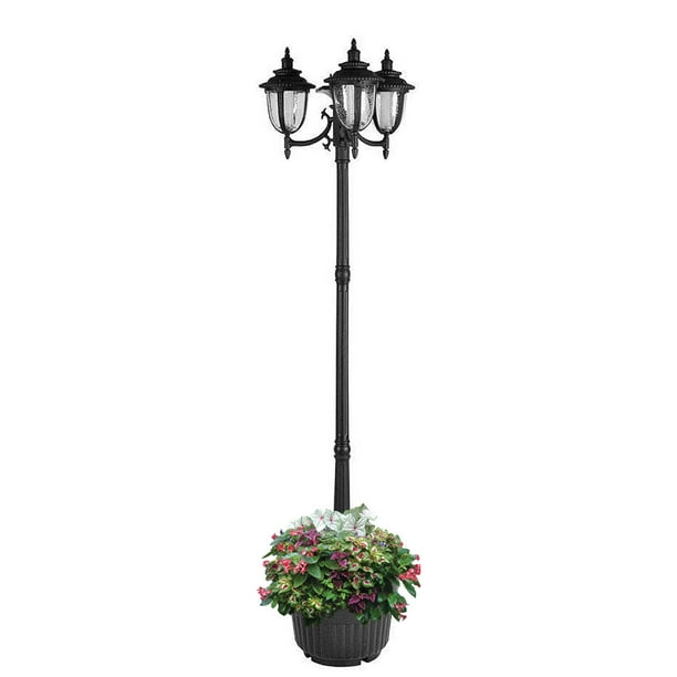Sunray Hannah 3 Head Solar Led Lamp Post Planter Dual Amber White Light Switch Batteries Included 7 Black Com Sunray Hannah 3 Head Solar Led Lamp, 3 Head Outdoor Post Lamp