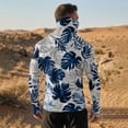 thumbnail image 6 of Men's UPF 50+ Sun Hoodie Long Sleeve Hooded Fishing Shirt Palm & Ocean Scenic Pullover Cooling Ice Silk Breathable Quick-Dry Moisture Wicking 4-Way Stretch for Commute Fishing Hiking Blue S, 6 of 7