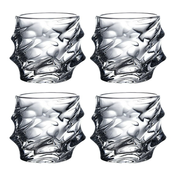 Homelife 1/2/4Pcs Glass Whiskey Glasses Heavy Thick Bottom Bar Bourbon Glasses Faux Crystal Whisky Twisted Glass Tumblers Poker Night Drinkware