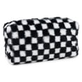 thumbnail image 1 of Pen+Gear Plush Pencil Pouch, Black & White Checked Polyester, Black Zip, Middle and High School, 1 of 4