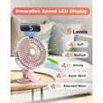thumbnail image 2 of Rechargeable Table Fan, Mini USB Fan with LCD Display, 5 Speeds, 720 Rotation, Portable Fan, Quiet Fan for Office/Home/Camping with Cable - Pink, 2 of 4