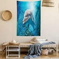 thumbnail image 2 of Sea Animals Decor Tapestry, A Bottlenose Dolphin in Ocean Fish Sunlight in Marine Natural Underwater, Wall Hanging for Bedroom Living Room Dorm Decor, 60W X 80L Inches, Blue Grey, by Ambesonne, 2 of 5