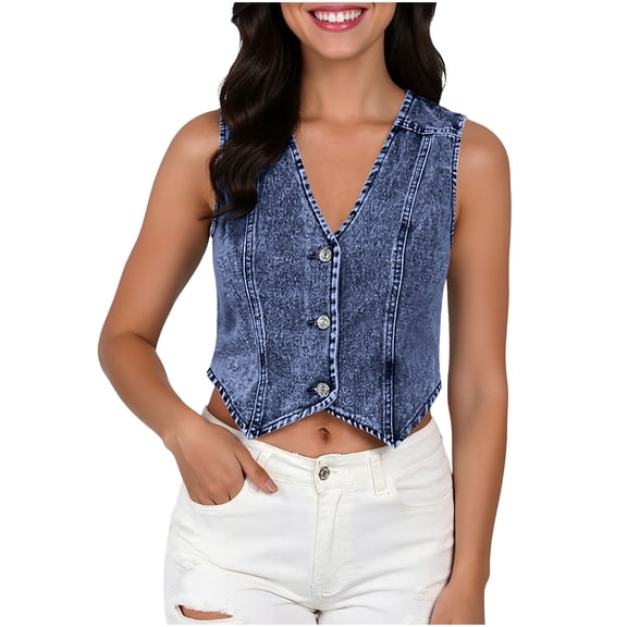 Summer Plus Size Women's Tank Tops Fashionable Sleeveless Slim Denim