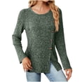 thumbnail image 4 of Scyoekwg Womens Tunic Tops Crew Neck Button Side Split Tunic Sweatshirt Long Sleeve T Shirts Dressy Casual Blouses Fall Tops Trendy Solid Color Loose Lightweight Pullover (Army Green,XXL), 4 of 5