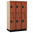 thumbnail image 3 of 15" Wide Double Tier 'S' Style Designer Wood Locker - 3 Wide - 6 Feet High - 21 Inches Deep - Cherry, 3 of 4