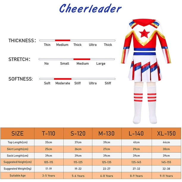 Cheerleader Costume for Girls Kids Cheerleading Outfit with Pom