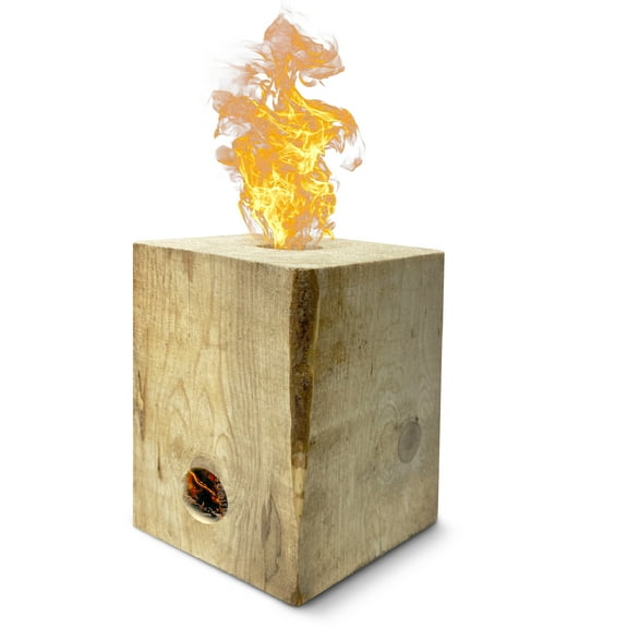 Burning BLOX Campfire Bonfire Firewood – Easy Light – Easy Clean-Up – Great for Camping, Beach and Cooking – Burns from Inside Out – 8” x 8” X 8” – Burns 2 Hours - Bonus 2 Fatwood Starters – Qty 1
