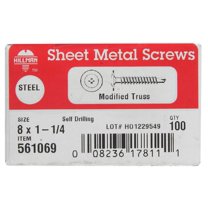 Hillman Self Drilling Sheet Metal Screws No. 8 X 1-1/4 " Standard Grade Phillips 100 / Box