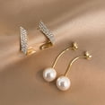 thumbnail image 4 of Jiaroswwei 1 Pair Stud Earrings Bling Rhinestone Luxury Elegant Lustrous Faux Pearl Dangle Earrings Fashion Jewelry, 4 of 7