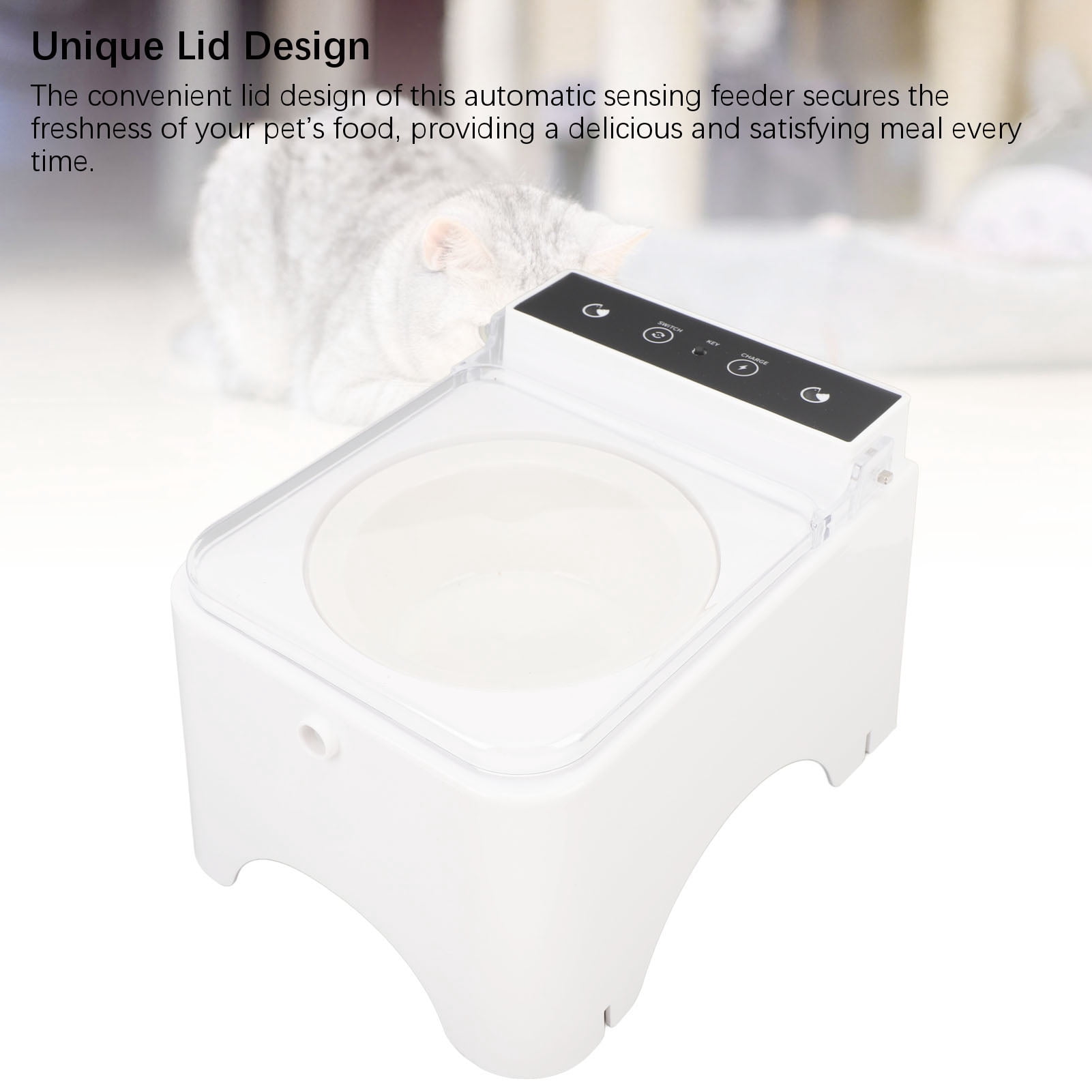 Suodoka Cat Automatic Sensing Feeder Transparent Lid Raised Hygienic Intelligent Cat Dog Feeder Bowl for Home Indoor Style 2