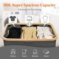 thumbnail image 2 of Lifewit 150L Laundry Basket with Lid 3 Section, Large Laundry Hamper with Bamboo Handles and Removable Laundry Bags, Clothes Hampers for Laundry for Bedroom, Bathroom, Dorm, Laundry Room, Dark Grey, 2 of 5