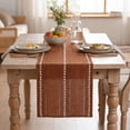 thumbnail image 3 of Sm:)e Linen Fall Table Runner for Dining Table 13 x 120 inch Caramel Linen Style Rustic Farmhouse Hollow Kitchen Dining Room Decoraton, 3 of 7