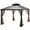 Black/Brown, variant on Costway 12ft x 10ft Hardtop Gazebo 2-tier Outdoor Galvanized Steel Canopy Grey