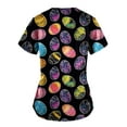 thumbnail image 5 of Jinhomg Womens Holiday Scrub Top Cute Easter Day Colored Eggs Graphic Tunic Blouse Casual Comfy Short Sleeve V-Neck Nursing Uniform Sales Today Clearance Women Multicolor L, 5 of 5