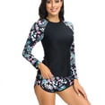 thumbnail image 3 of SWSMCLT Women's Beach Rash Guard Swimsuit Long Sleeve Hawaiian Fall Bathing Suit 2 Piece Surfing Slimming Short Casual Style4 Small, 3 of 4
