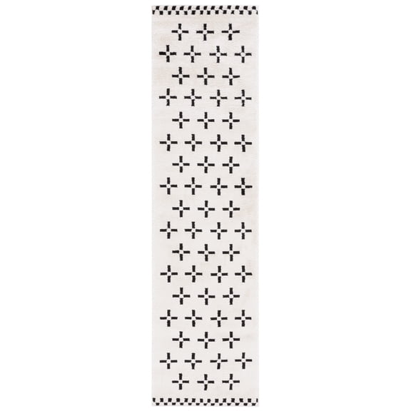 SAFAVIEH Melody Leinster Geometric Polyester Runner Rug, Ivory/Black, 2'2" x 8'