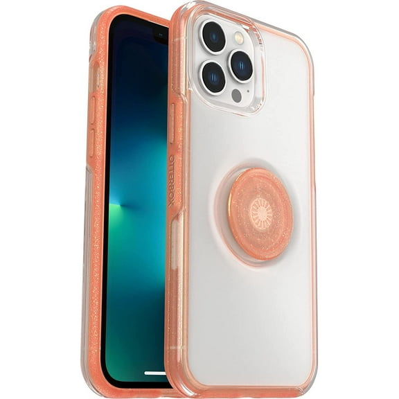 OtterBox Pop Symmetry Clear Series Case for iPhone 13 Pro Max & iPhone 12 Pro Max Only - Non-Retail Packaging - Melondramtic Clear/Orange